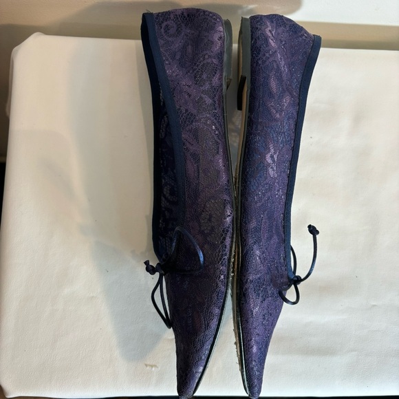 ZARA COLLECTION Sz 40 Pointy Ballet Flats Sheer Lace Tiny Bow Shoes - Picture 8 of 10